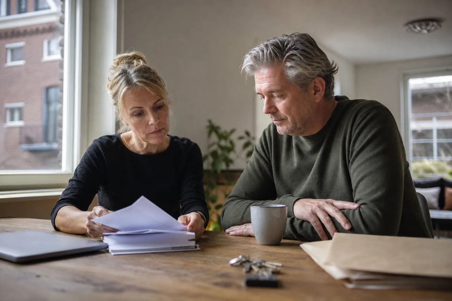 Een Nederlandse woning met sleutels en papieren. Beeld bij het artikel: Hoe bereidt u de jaarvergadering van de VvE voor zonder discussie achteraf?