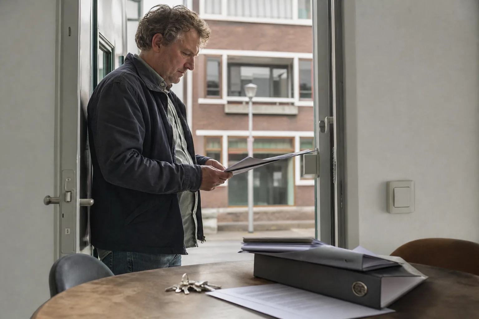 Een Nederlandse woning met sleutels en papieren. Beeld bij het artikel: Wie houdt het VvE-dossier bij als u tussen zelfbeheer en een beheerder moet kiezen?